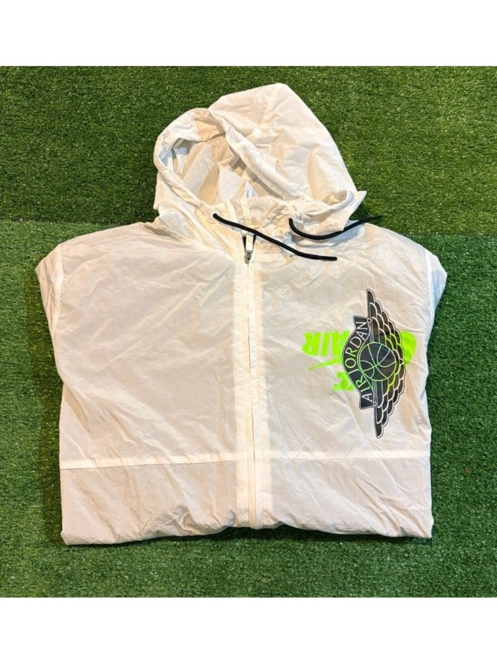 Jordan jacket mens XL white Y2K nike air jordan full zip hooded lighweight